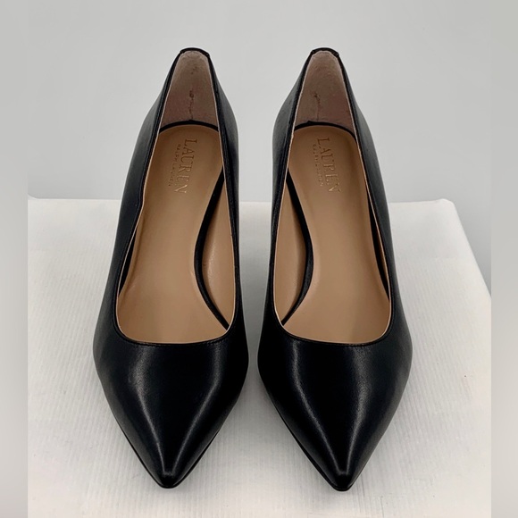 NWT Lauren Ralph Lauren Women’s Black Leather Point Toe High Heel Shoes - Picture 10 of 13